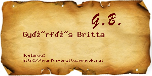 Gyárfás Britta névjegykártya